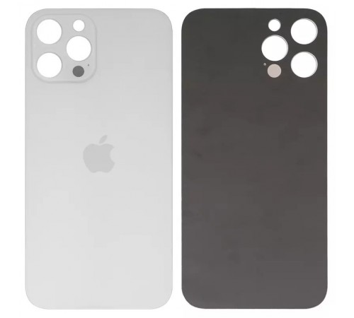 Задняя панель корпуса для iPhone 12 Pro Max, серебристая, белая + стекло камеры, small hole, silver