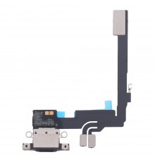 Шлейф для iPhone 16 Pro, коннектора зарядки, черный (Black Titanium), с микрофоном, Original (PRC)