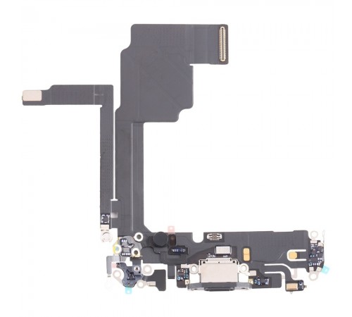 Шлейф для iPhone 15 Pro, коннектора зарядки, черный, с микрофоном, Original (PRC)