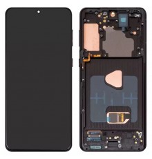 Дисплей для Samsung G996 Galaxy S21 Plus 5G, чорний, з рамкою, Оригінал (переклеєно скло)