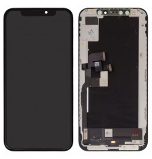 Дисплей для iPhone XS, черный, с рамкой, Оригинал (переклеено стекло), с пластиками камеры и датчика приближения