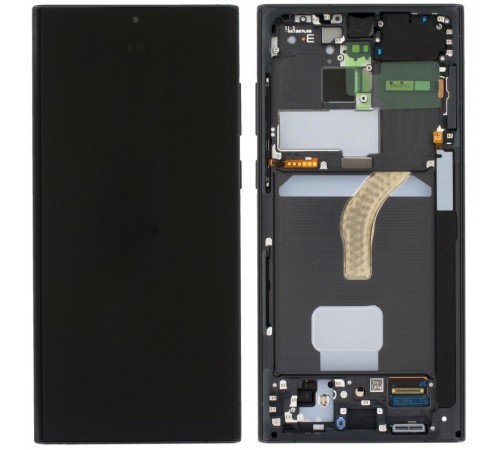Дисплей для Samsung S908B Galaxy S22 Ultra 5G, черный (Phantom Black), с рамкой, High Copy (OLED), с широкой рамкой