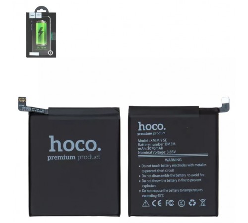 Аккумулятор Hoco BM3M для Xiaomi Mi 9 SE, Li-Polymer, 3,85 B, 3070 мАч, M1903F2G Аккумулятор Hoco BM3M для Xiaomi Mi 9 SE, Li-Polymer, 3,85 B, 3070 мАч, M1903F2G