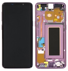 Дисплей для Samsung G960 Galaxy S9, фиолетовый (Lilac Purple), с рамкой, High Copy (OLED), с широкой рамкой
