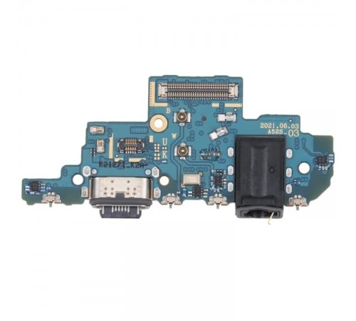 Шлейф для Samsung A528 Galaxy A52s 5G, конектора навушників, конектора зарядки, з мікрофоном, з компонентами, плата зарядки, Original (PRC) 