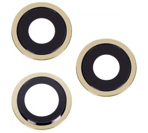 Скло камери для iPhone 12 Pro, золотисте, з рамкою, комплект 3 шт.