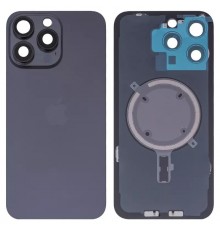 Задня панель корпусу для iPhone 15 Pro Max, чорна + скло камери, High Copy