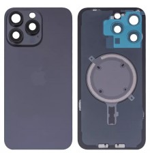 Задняя панель корпуса для iPhone 15 Pro Max, черная + стекло камеры, High Copy