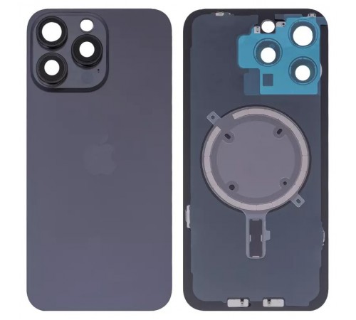 Задняя панель корпуса для iPhone 15 Pro Max, черная + стекло камеры, High Copy