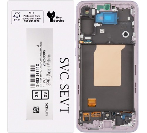 Дисплей для Samsung A556 Galaxy A55, фіолетовий (Lilac), з рамкою, Original, сервісна упаковка, #GH82-34305C