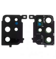 Скло камери для Samsung G985 Galaxy S20 Plus, чорне (Cosmic Black), з рамкою