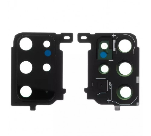 Скло камери для Samsung G985 Galaxy S20 Plus, чорне (Cosmic Black), з рамкою