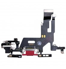Шлейф для iPhone 11, конектора навушників, конектора зарядки, червоний, з мікрофоном, Original (PRC), з розбирання