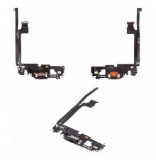 Шлейф для iPhone 12 Pro Max, конектора зарядки, чорний, з мікрофоном, з компонентами, Original (PRC)