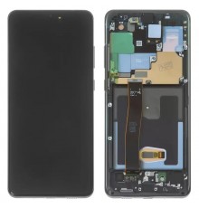 Дисплей для Samsung G988 Galaxy S20 Ultra, черный (Cosmic Black), с фронтальной камерой, с рамкой, Original (PRC)