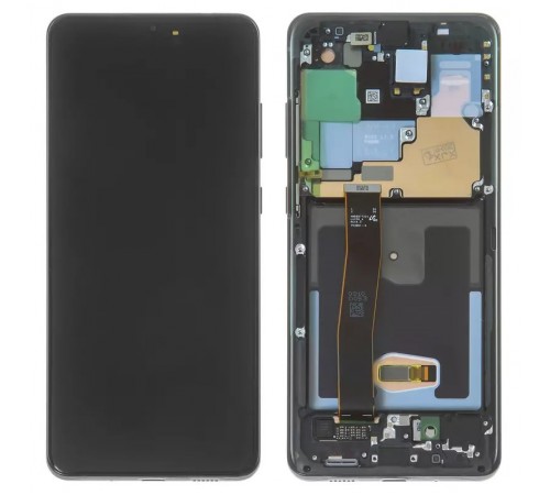 Дисплей для Samsung G988 Galaxy S20 Ultra, черный (Cosmic Black), с фронтальной камерой, с рамкой, Original (PRC)