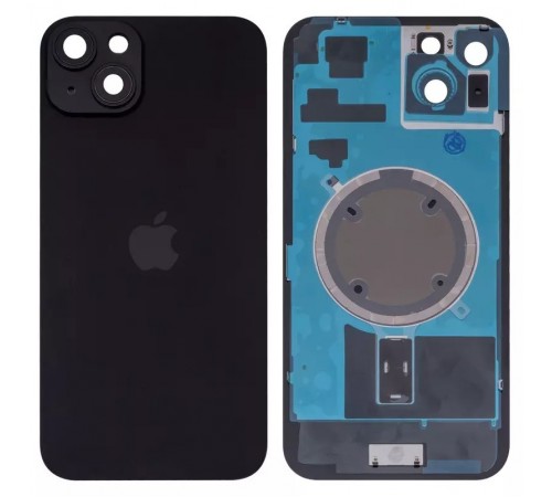 Задняя панель корпуса для iPhone 15 Plus, черная + стекло камеры, High Copy