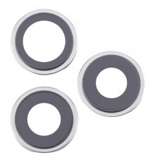 Стекло камеры для iPhone 16 Pro, 16 Pro Max, белое, с рамкой, комплект 3 шт.