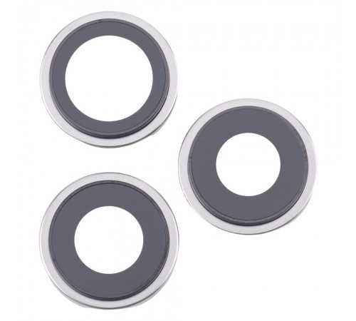 Скло камери для iPhone 16 Pro, 16 Pro Max, біле, з рамкою, комплект 3 шт.