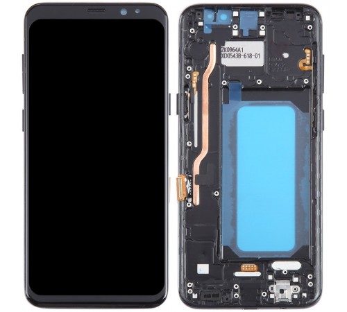 Дисплей для Samsung G950 Galaxy S8, черный, с рамкой, High Copy (OLED), широкая рамка