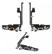 Шлейф для iPhone 12 Pro Max, конектора зарядки, чорний, з мікрофоном, High Copy