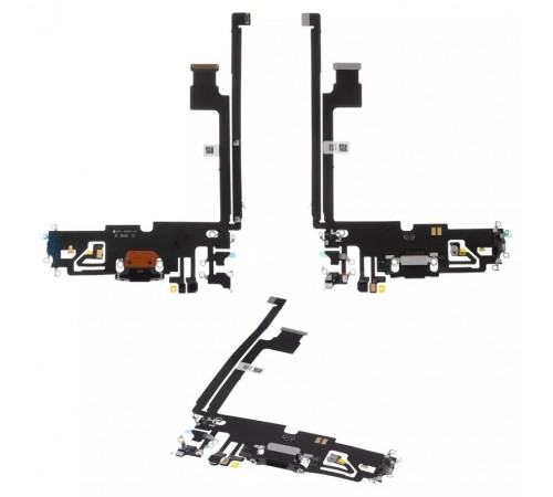 Шлейф для iPhone 12 Pro Max, коннектора зарядки, черный, с микрофоном, High Copy