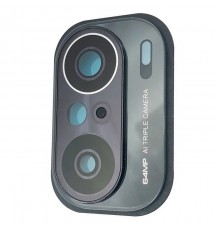 Стекло камеры для Xiaomi Poco F3, черное, с рамкой