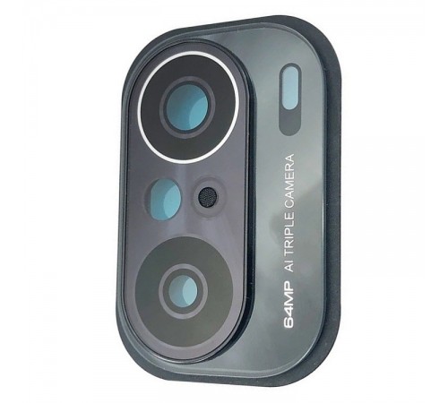 Стекло камеры для Xiaomi Poco F3, черное, с рамкой