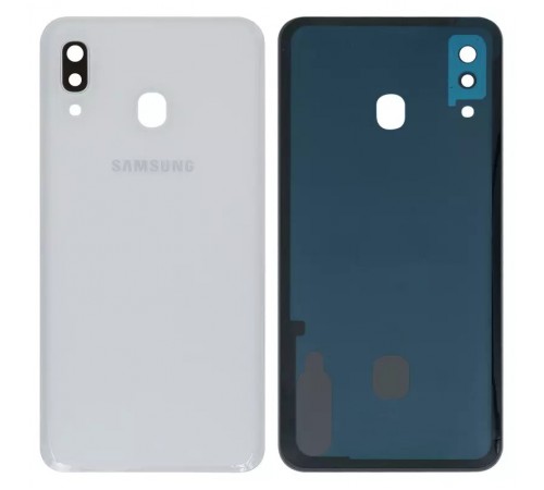 Задня панель корпусу для Samsung A305F/DS Galaxy A30, біла + скло камери Задня панель корпусу для Samsung A305F/DS Galaxy A30, біла + скло камери