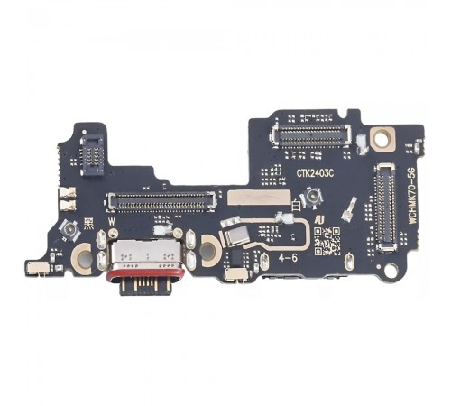 Шлейф для Xiaomi Poco F6 Pro, конектора зарядки, з компонентами, High Copy, плата зарядки  