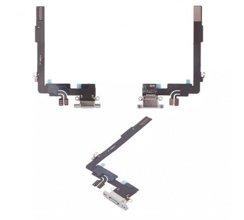 Шлейф для iPhone 16 Pro Max, коннектора зарядки, белый, с микрофоном, High Copy white titanium