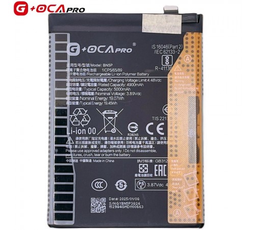 Аккумулятор G+OCA Pro BN5P для Xiaomi Redmi Note 13 4G, Redmi Note 13 5G, Li-Polymer, 3,89 B, 5000 мАч