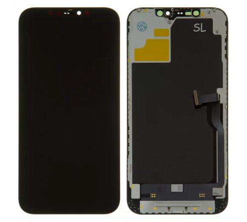 Дисплей для iPhone 12 Pro Max, чорний, з рамкою, з пластиками камери та датчика наближення, High Copy (OLED), OEM hard, SL Дисплей для iPhone 12 Pro Max, чорний, з рамкою, з пластиками камери та датчика наближення, High Copy (OLED), OEM hard, SL