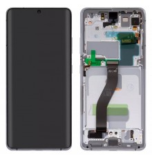 Дисплей для Samsung G998 Galaxy S21 Ultra 5G, сріблястий, з рамкою, Original, сервісна упаковка, phantom silver, #GH82-26035B/GH82-26036B