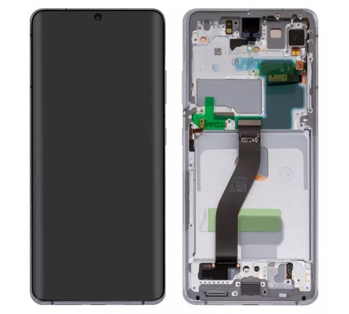 Дисплей для Samsung G998 Galaxy S21 Ultra 5G, серебристый, с рамкой, Original, сервисная упаковка, phantom silver, #GH82-26035B/GH82-26036B