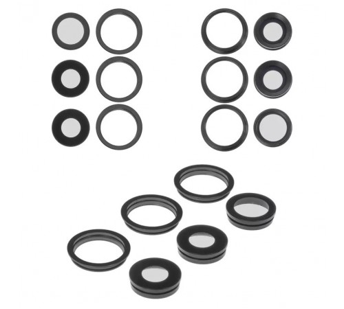 Скло камери для iPhone 11 Pro Max, сіре, з рамкою, комплект 6 шт., matte space gray