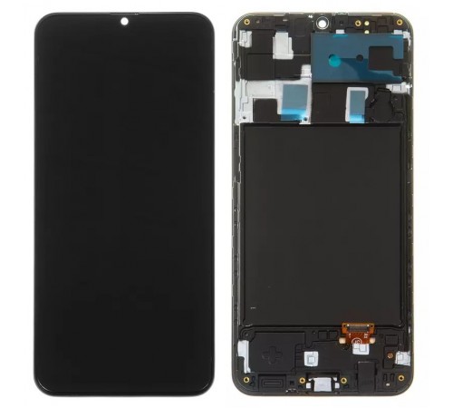 Дисплей для Samsung A205 Galaxy A20, A205F/DS Galaxy A20, M107F/DS Galaxy M10s, черный, с рамкой, High Copy с широким ободком, (OLED)