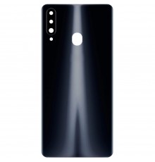 Задняя панель корпуса для Samsung A207F/DS Galaxy A20s, черная, Copy + стекло камеры
