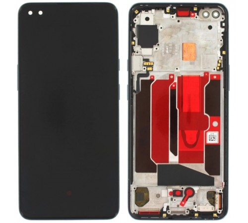 Дисплей для OnePlus Nord, 8 Nord 5G, с рамкой, черный (Gray Onyx), Original (PRC)