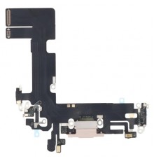 Шлейф для iPhone 13, коннектора зарядки, розовый, с микрофоном, с компонентами, Original (PRC), с разборки