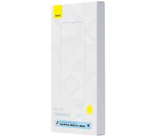 Захисне скло Baseus для Apple iPhone 14 Pro Max, 15 Plus, прозоре, 0.3mm, 9H, All-Glass Crystal Tempered Glass Film, комплект 2шт.
