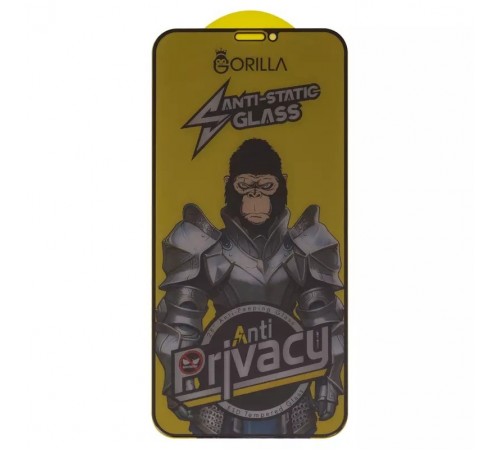 Захисне скло для Apple iPhone 11 Pro, iPhone X, iPhone XS, сумісне з чохлом, Full Glue, Anti-Static, Anti-Peeping, чорне, gorilla 