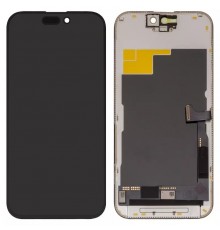 Дисплей для iPhone 15 Pro, черный, с рамкой, High Copy (OLED), OEM hard