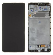 Дисплей для Samsung A325 Galaxy A32, черный, с рамкой, Оригинал (переклеено стекло)