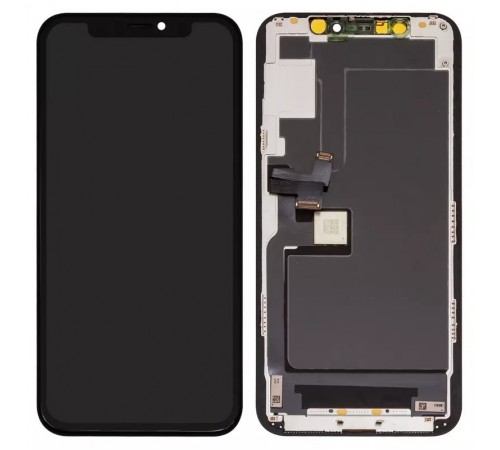Дисплей для iPhone 11 Pro, черный, с рамкой, Copy, Tianma, с пластиками камеры и датчика приближения, (TFT)