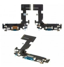 Шлейф для iPhone 13, коннектора зарядки, синий, с микрофоном, с компонентами, Original (PRC), Lightning