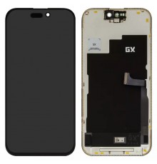 Дисплей для iPhone 15 Pro, черный, с рамкой, (OLED), GX OEM hard