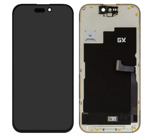 Дисплей для iPhone 15 Pro, черный, с рамкой, (OLED), GX OEM hard