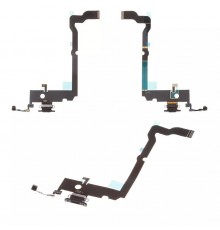 Шлейф для iPhone XS Max, коннектора наушников, коннектора зарядки, черный, с микрофоном