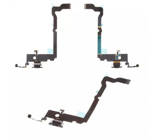 Шлейф для iPhone XS Max, коннектора наушников, коннектора зарядки, черный, с микрофоном